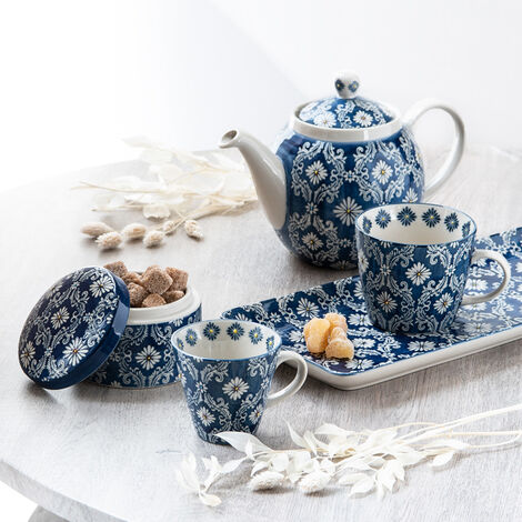 Coffret 4 Mugs Almada Grès 30 Cl Bleus Table Passion, Neuf