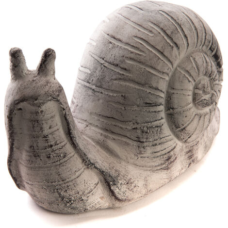 Escargot en pierre reconstituée gris 26 cm – Statue décorative réaliste pour intérieur et extérieur – Élément unique de décoration – Amadeus