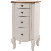 Chiffonnier en bois blanc cassé patiné 4 tiroirs - BETSY
