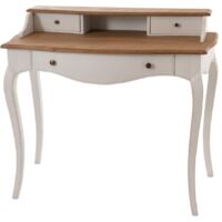 Bureau 3 tiroirs 100x55x89 cm chêne et blanc - LOEYA