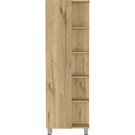 Columna de baño urano, con cinco estantes externos y cuatro estantes internos.