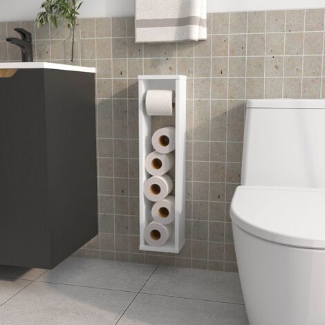 TUHOME Porta Papel Higiénico Supai en Melamina, Blanco  71 cm (alto) x    16,6 cm (ancho) x 16,6  cm (profundidad)