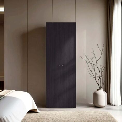 TUHOME Mueble lavabo  Armario alto de 2 puertas,  Dormitorio, Wengué
