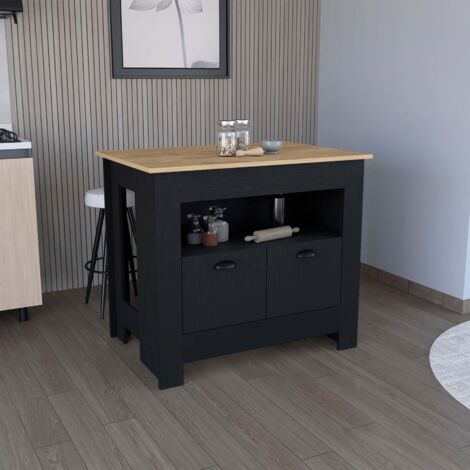 Isla de cocina Arlet en melamina con 2 puertas y 3 estantes , Multicolor , 89.9 cm  X 103 cm  X 70 cm