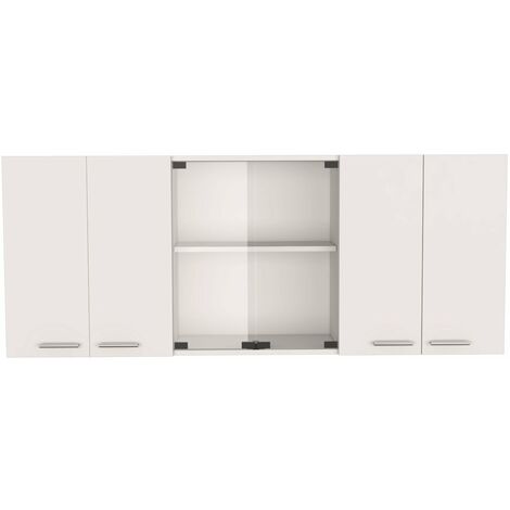 Mueble de Pared Cocina con Cristal 150, con multiples puertas
