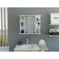 Armario de Pared para Baño Milán con Estantes y Espejo , Blanco