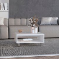Mesa de Centro Eclipse en melamina con estantes inferior y 4 patas , blanco , 26.9 cm X 60 cm X 60 cm