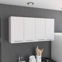 Mueble de Pared para Cocina 120 con cuatro puertas , dos estantes y almacenamiento para menajes , 60 X 120 X 33.5 cm , Blanco