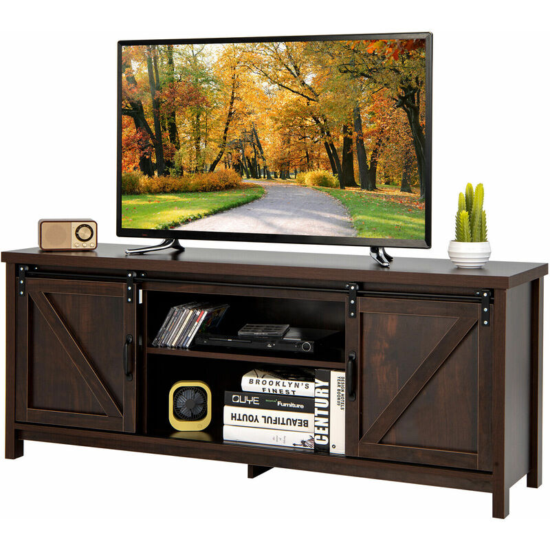 White barn door tv outlet console