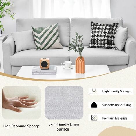 Modern Loveseat 2 Seater Home Sofa Couch Upholstered Sofa with Armrest & Pillows