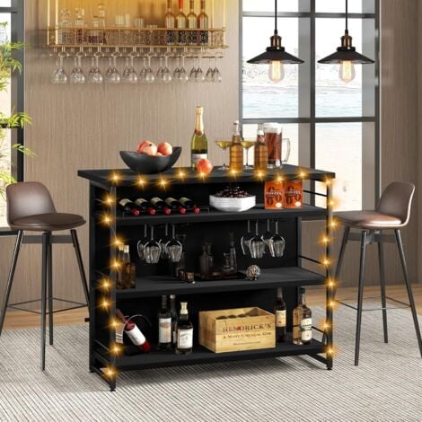 Buffet Cabinet with Push-to-Open Slatted Door & 3 Adjustable Shelves