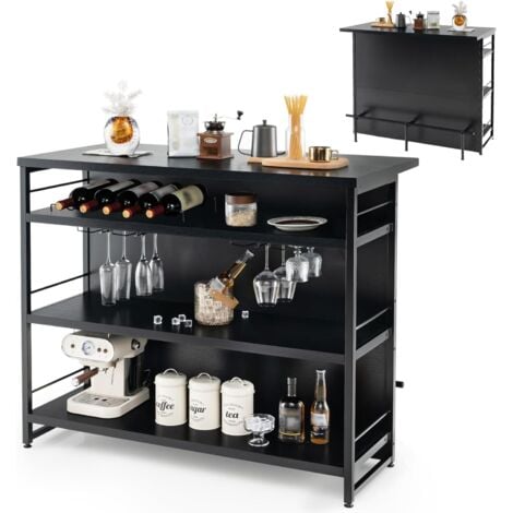 Buffet Cabinet with Push-to-Open Slatted Door & 3 Adjustable Shelves