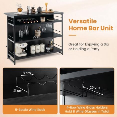 Buffet Cabinet with Push-to-Open Slatted Door & 3 Adjustable Shelves