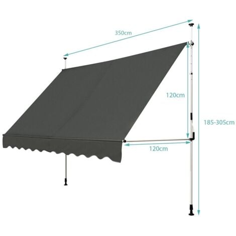 3.5M Telescopic Canopy Retractable Adjustable Outdoor Clamp Awning Sun Shelter