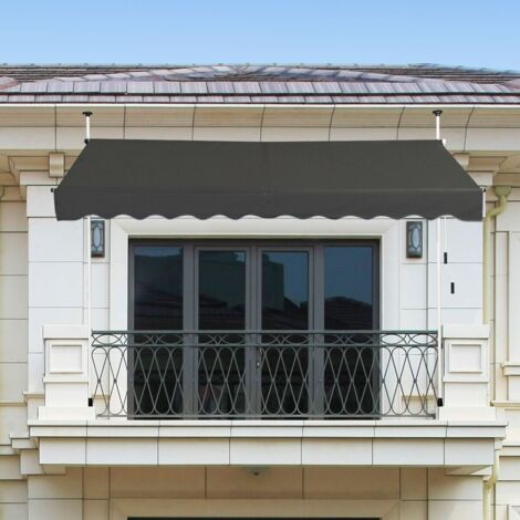 3.5M Telescopic Canopy Retractable Adjustable Outdoor Clamp Awning Sun Shelter