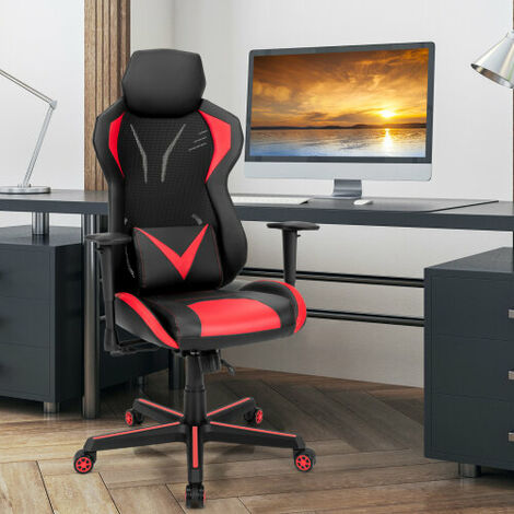 Adjustable Height Ergonomic Gaming Chair E-sports Chair for Home Office Use Red & Black