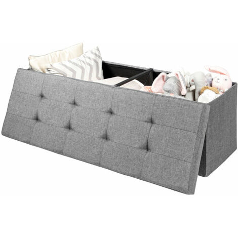 120L Fabric Folding Storage Ottoman Storage Chest Divider Bed End Bench