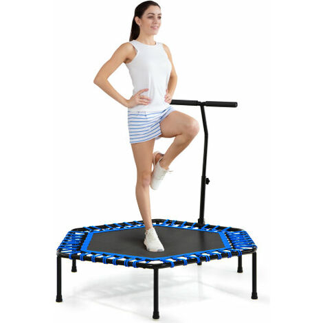 38” Fitness Rebounder with Safety Pad for Indoor/Outdoor GYMAX Folding Mini Trampoline Foldable Space-Saving Trampoline for Kids Adult 