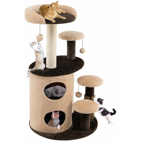 Cat Tree Tower 2 Tier Cat Hole Condo Kitty Climbing Stand W Scratching Posts