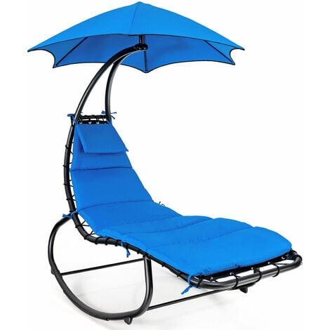 Patio Hammock Lounge Chair with Canopy Rocking Swing Chaise Lounge