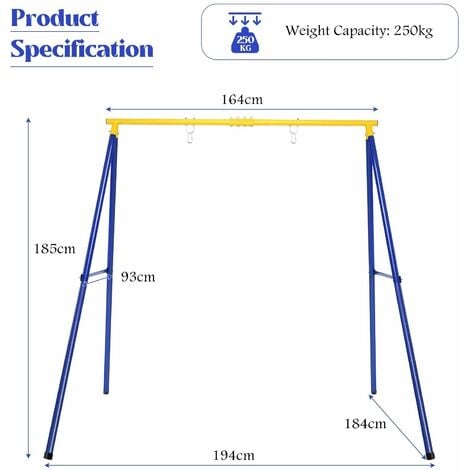 Extra Large Metal Swing Stand Heavy Duty A-Frame Swing Frame W/ Ground Stakes