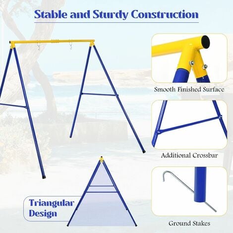 Extra Large Metal Swing Stand Heavy Duty A-Frame Swing Frame W/ Ground Stakes