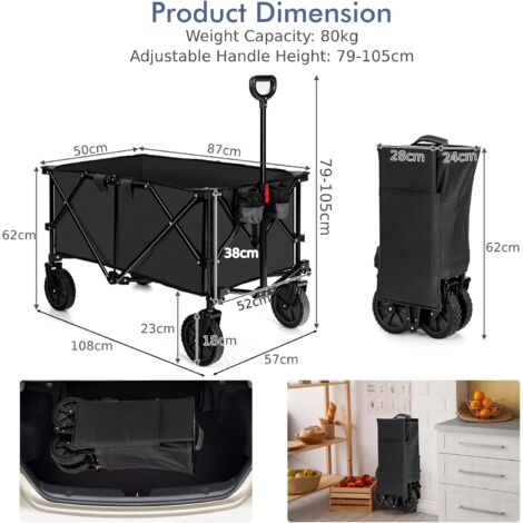 Folding Outdoor Utility Wagon Utility Cart Multi-functional Cart