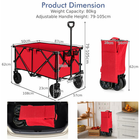 Outsunny Folding Wagon Garten Cart Collapsible Camping Trolley