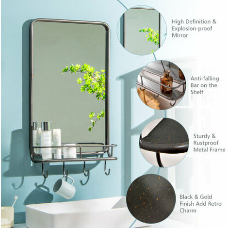 Wall-mounted Bathroom Mirror Decorative Farmhouse Wall Mirror