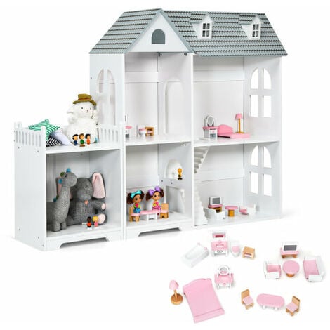 2-Tier Dollhouse Bookcase with Sufficient Storage Space