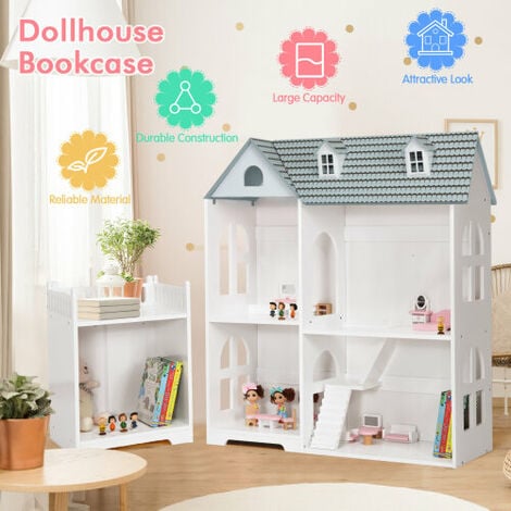2-Tier Dollhouse Bookcase with Sufficient Storage Space