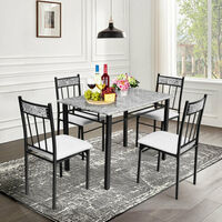5PCS Marble Dining Table & Chairs Breakfast Bar Kitchen Furniture