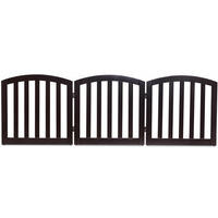 3-Panel Wooden Dog Gate Fence Step Over Fence w/Wooden Frame & Hinges