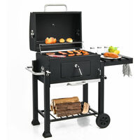 Portable Charcoal Grill w/ Warming Cooking Area BBQ Offset Smoker