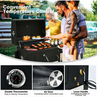 Portable Charcoal Grill w/ Warming Cooking Area BBQ Offset Smoker