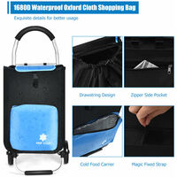 2 IN 1 53L Folding Shopping Trolley Truck Grocery Luggage Carrier Bag