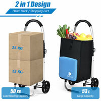 2 IN 1 53L Folding Shopping Trolley Truck Grocery Luggage Carrier Bag
