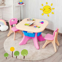 Kids Table and Chairs Set Children Activity Art Table Chairs Storage