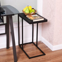Industrial C Shape Side End Table Sofa Coffee Laptop Table