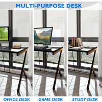 Gaming Desk Computer Workstation w/ Arc Desktop & Iron Frame Home Office