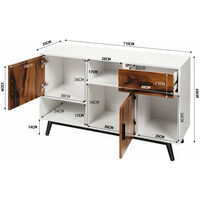 Sideboard Storage Cabinet w/Display Shelves Doors & Drawer Modern Buffet