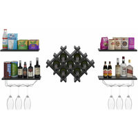 Wall Mounted Wine Rack Floating Bar Accessory Shelves Glass Storage