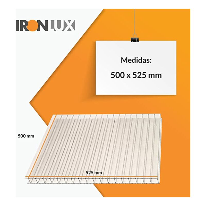 Ironlux - Placa de Metacrilato Transparente de 495x370 mm - 3 mm Espesor -  Ideal para Exteriores - Resistente a Impactos - Alta transparencia, Rigidez  y Ligereza