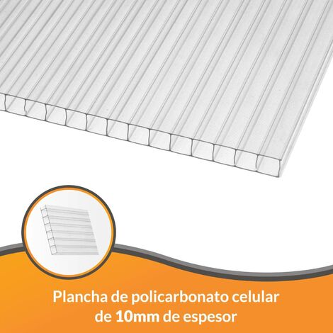 Kit 10 Planchas policarbonato transparente para falso techo 6mm