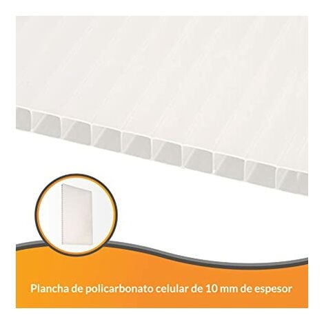 Ironlux - Plancha de policarbonato celular compacto - Placa policarbonato  transparente 10 mm - Plancha de policarbonato 500 x