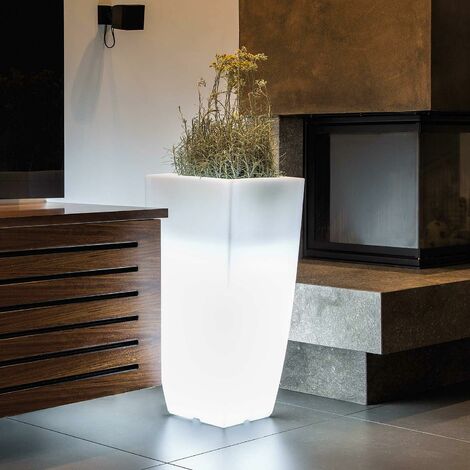 HarzBlumentopf eckig mod. Agave 40x40 cm h 90 mit Multicolor Led
