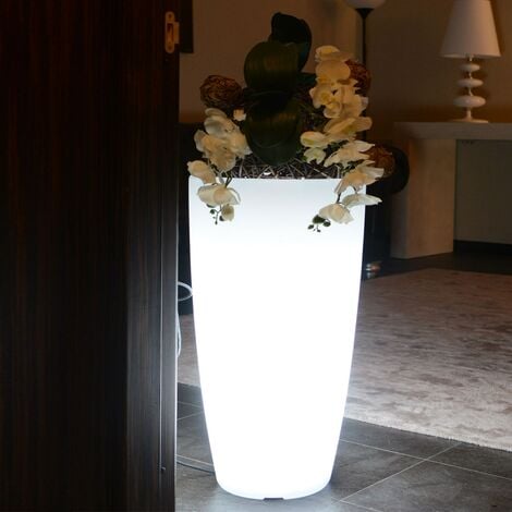 Harz-Blumentopf rund mod. Agave h 70 mit blauer Lampe