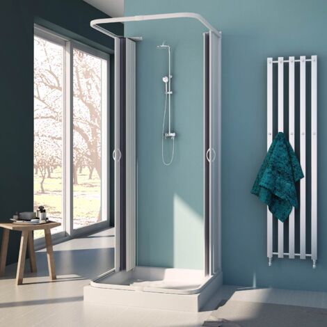 3-Seitige Duschkabine in pvc Faltduschkabine h 185 mod. Nova 80x80x80 cm