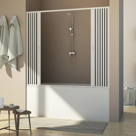 Badewannenaufsatz in pvc Falttür h 150 cm mod. Delfi Seitlich 170 cm mit seitlicher Öffnung