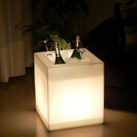 Harz-Blumentopf Cube mit Led h40 40x40 multicolor Led